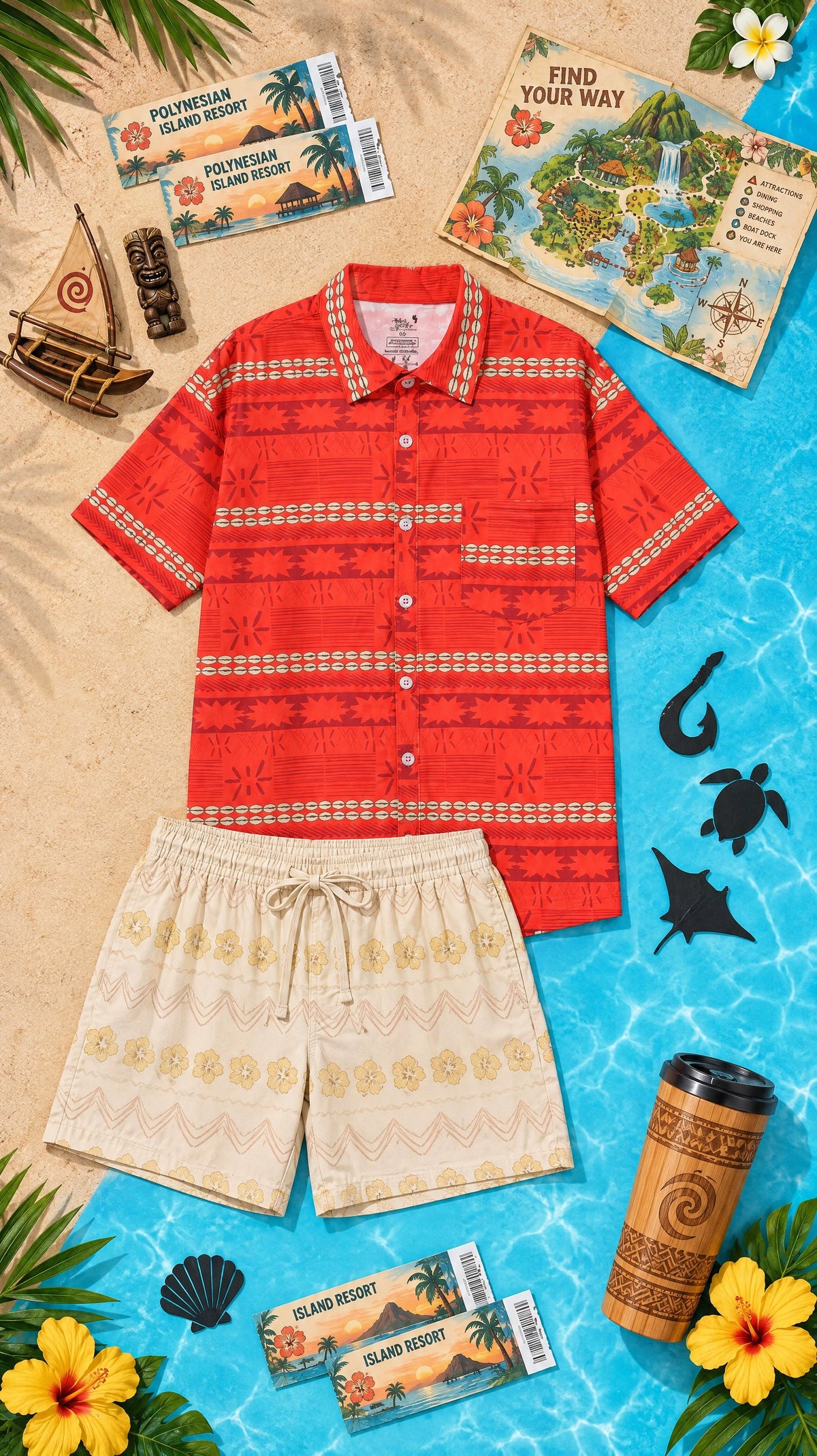🌴✨ Boys’ Island Fun Button-Up Shirt & Shorts Set ✨🌴 * PRE ORDER ITEM*
