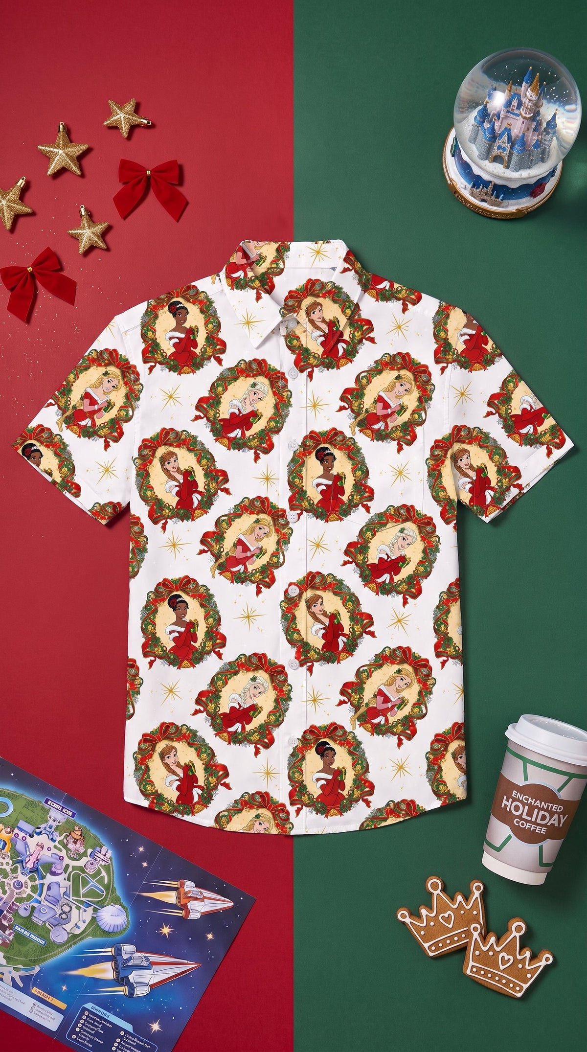 👑 Men’s Princess Holiday Button-Up Shirt 👑 *READY TO SHIP*