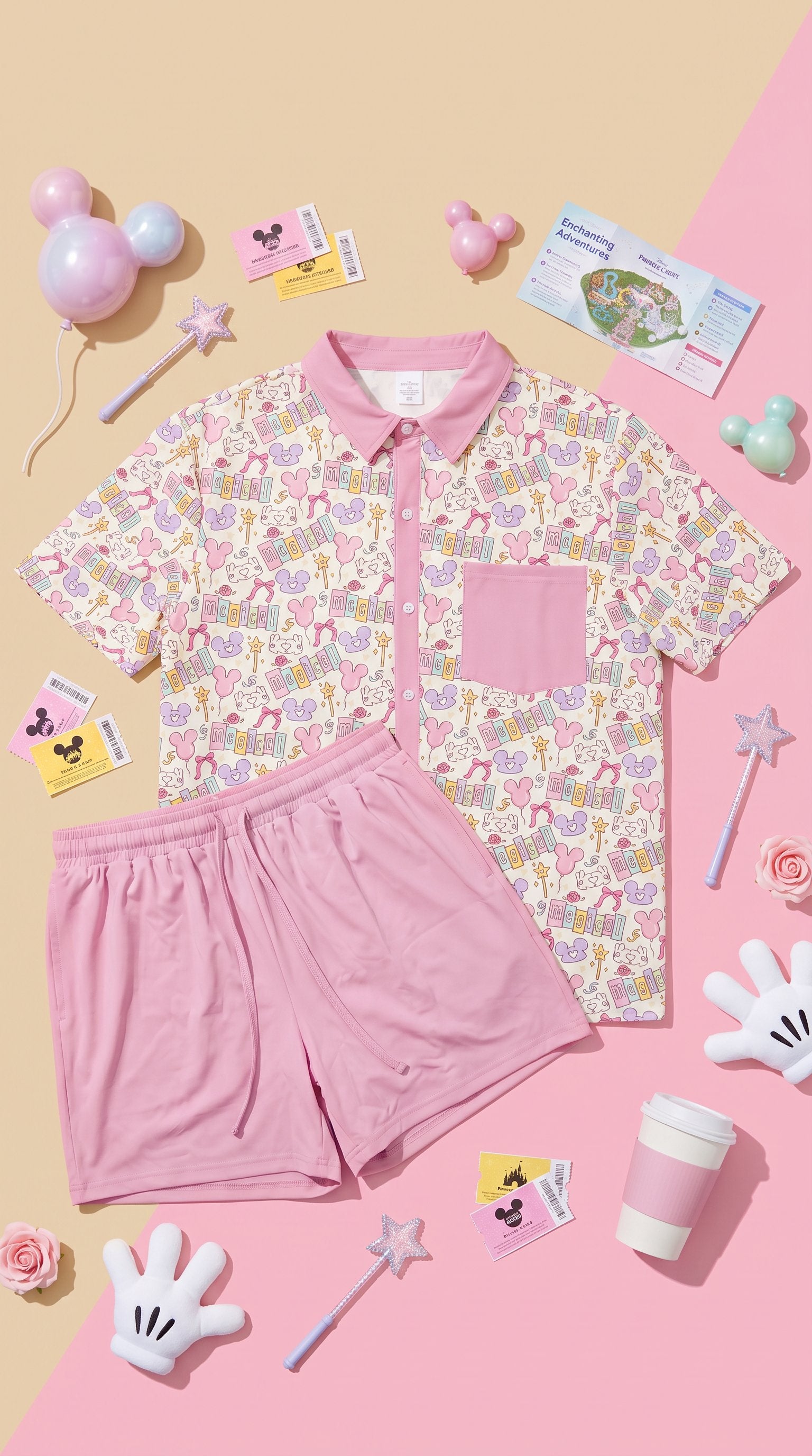 Magical Pastels Men’s Athletic Button-Up & Shorts Set