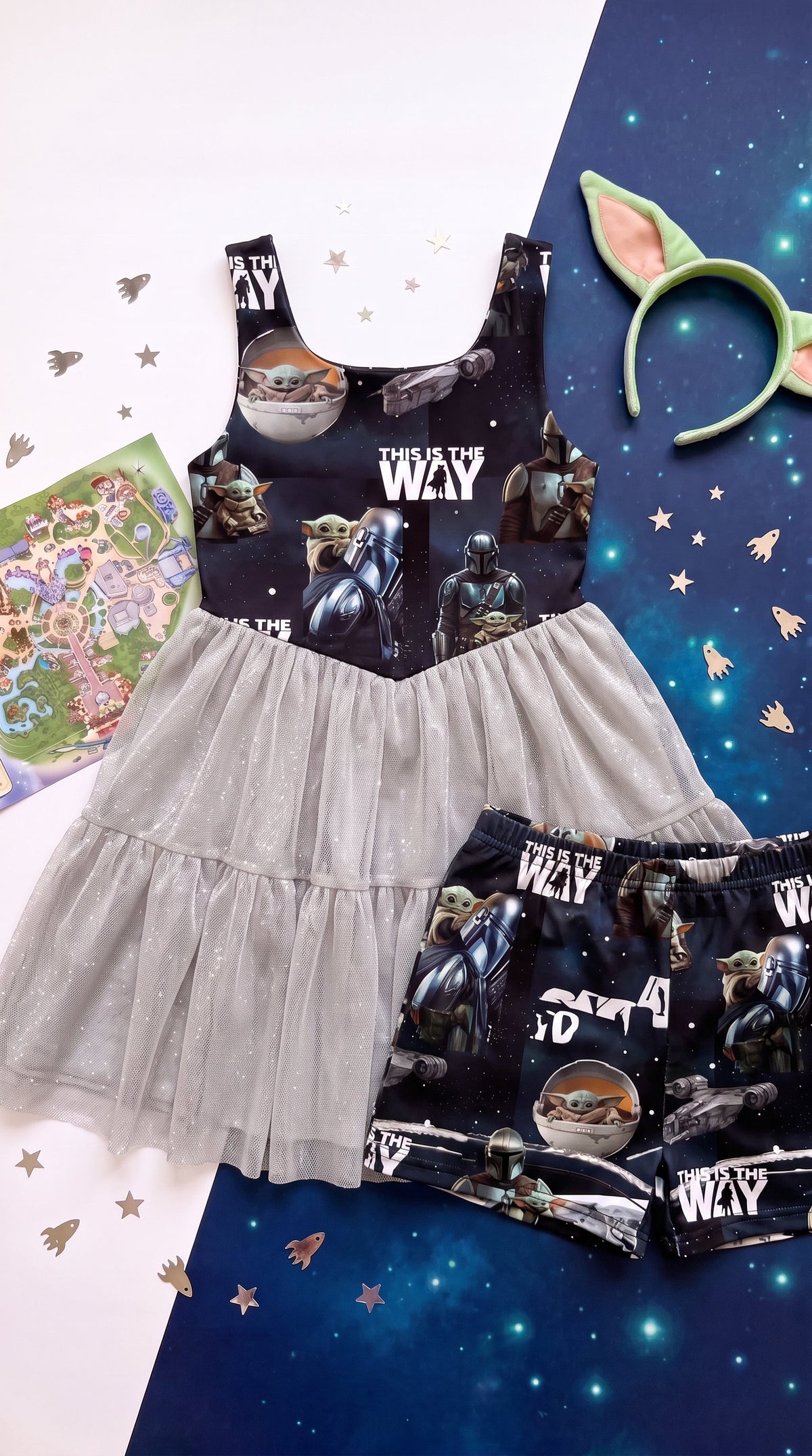 🌌✨ Girls’ This Is The Way Sparkle Tulle Dress & Matching Shorts Set ✨🌌 *Pre Order Item*