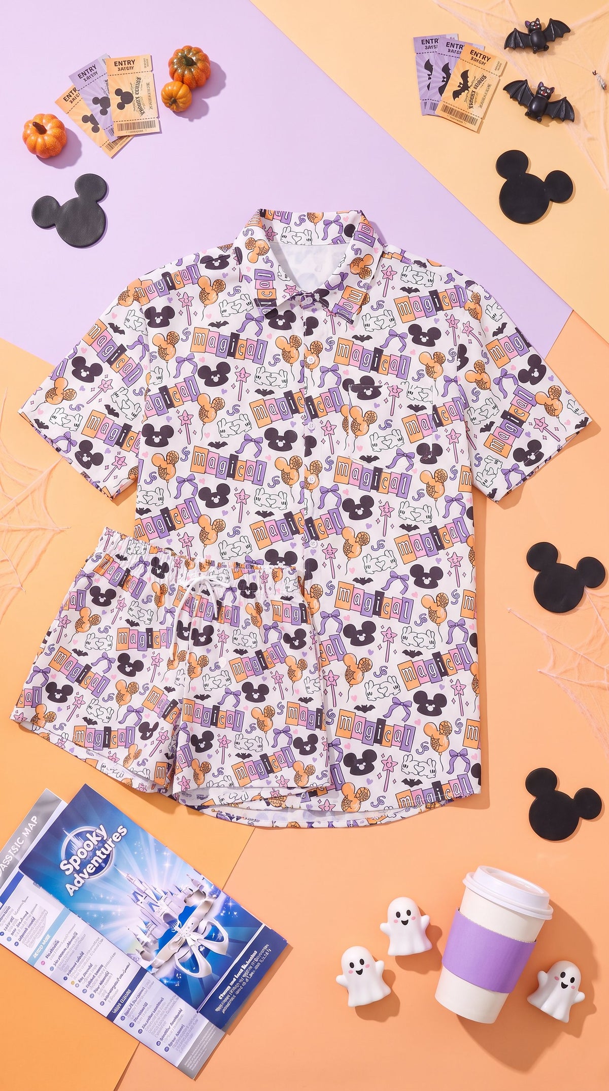 Magical Spooky Day Men's Button-Up & Shorts Set