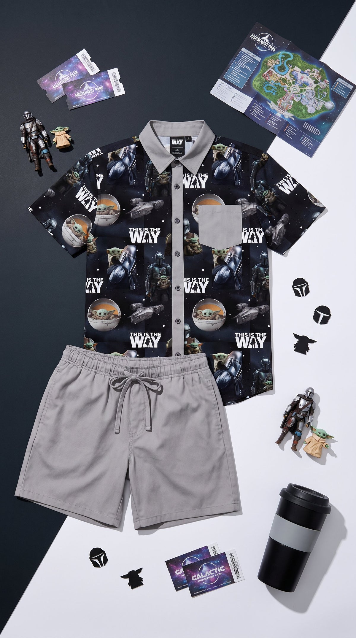 🌌✨ Boys’ This Is The Way Button-Up Shirt & Shorts Set ✨🌌 *Pre Order Item*