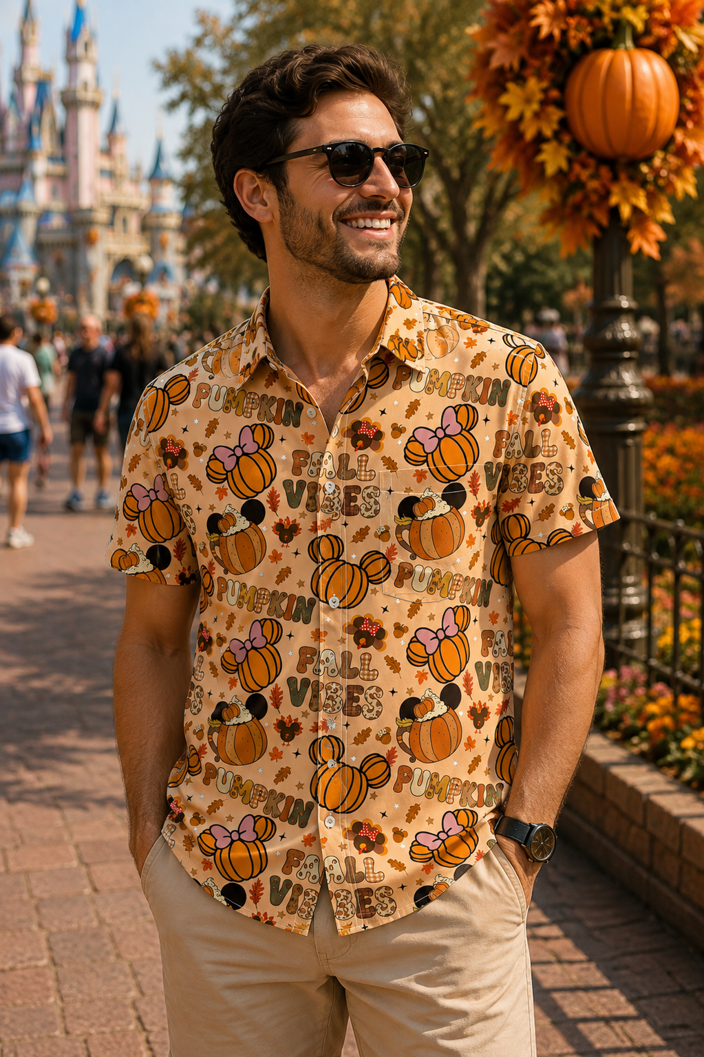 Men's Fall Vibes Button-Up Shirt