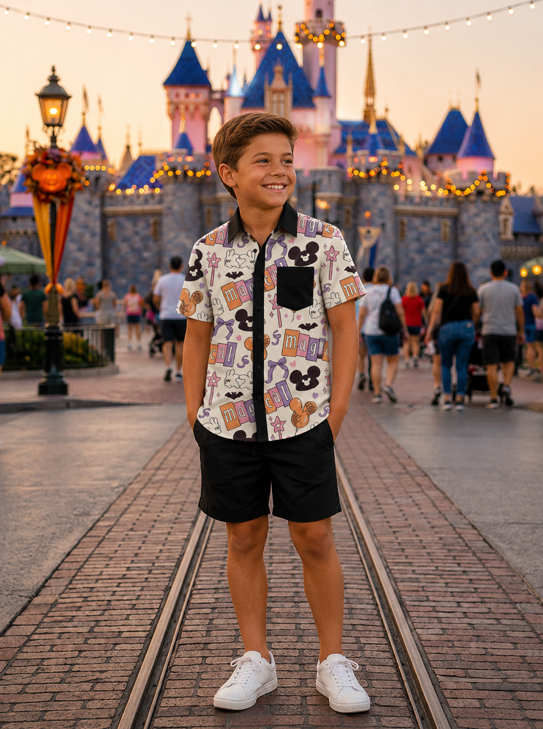 Magical Spooky Day Boys' Button-Up & Shorts Set