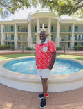 🍬 Peppermint Mickey Men’s Button-Up Shirt & Shorts Set