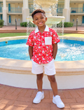 🍬 Peppermint Mickey Boys’ Button-Up Shirt & Shorts Set