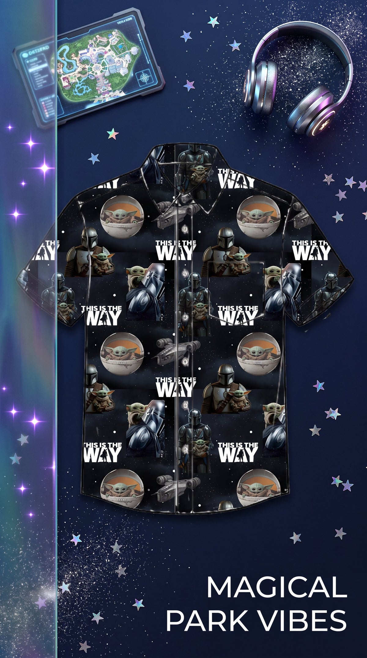 🌌✨ Men’s This Is The Way Galactic Button-Up Shirt ✨🌌 *Pre Order Item*