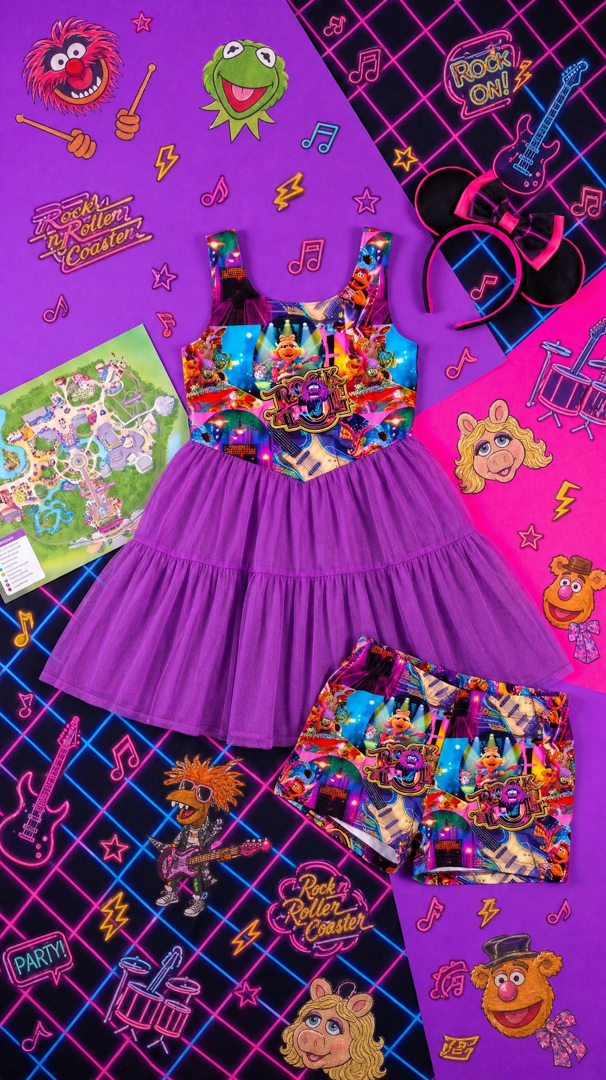 🎸💜 Girls’ Rock ‘n’ Roller Coaster Tulle Twirl Dress 🎶✨ *READY TO SHIP*