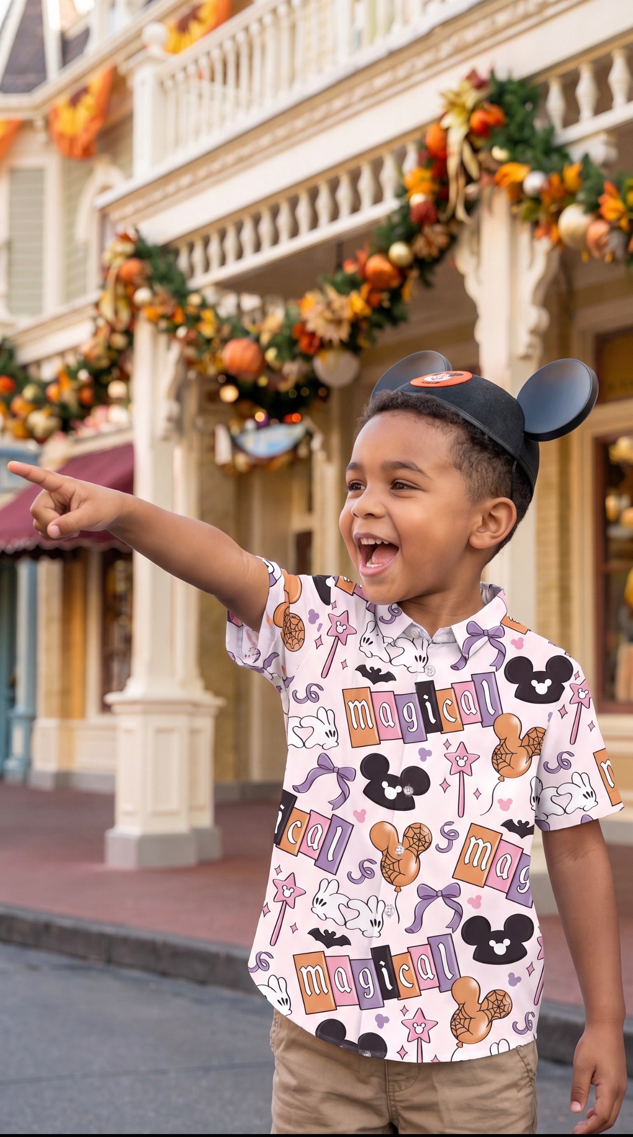 Magical Spooky Day Boys Button-Up Shirt