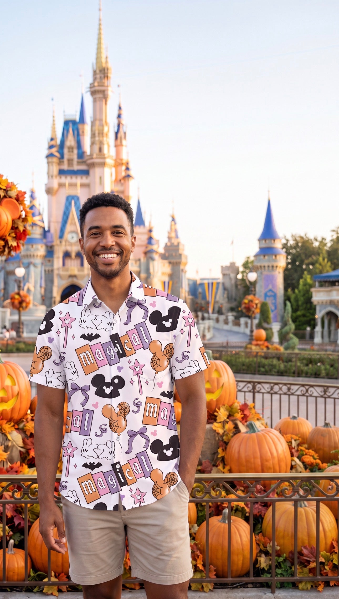Magical Spooky Day Men's Button-Up Shirt