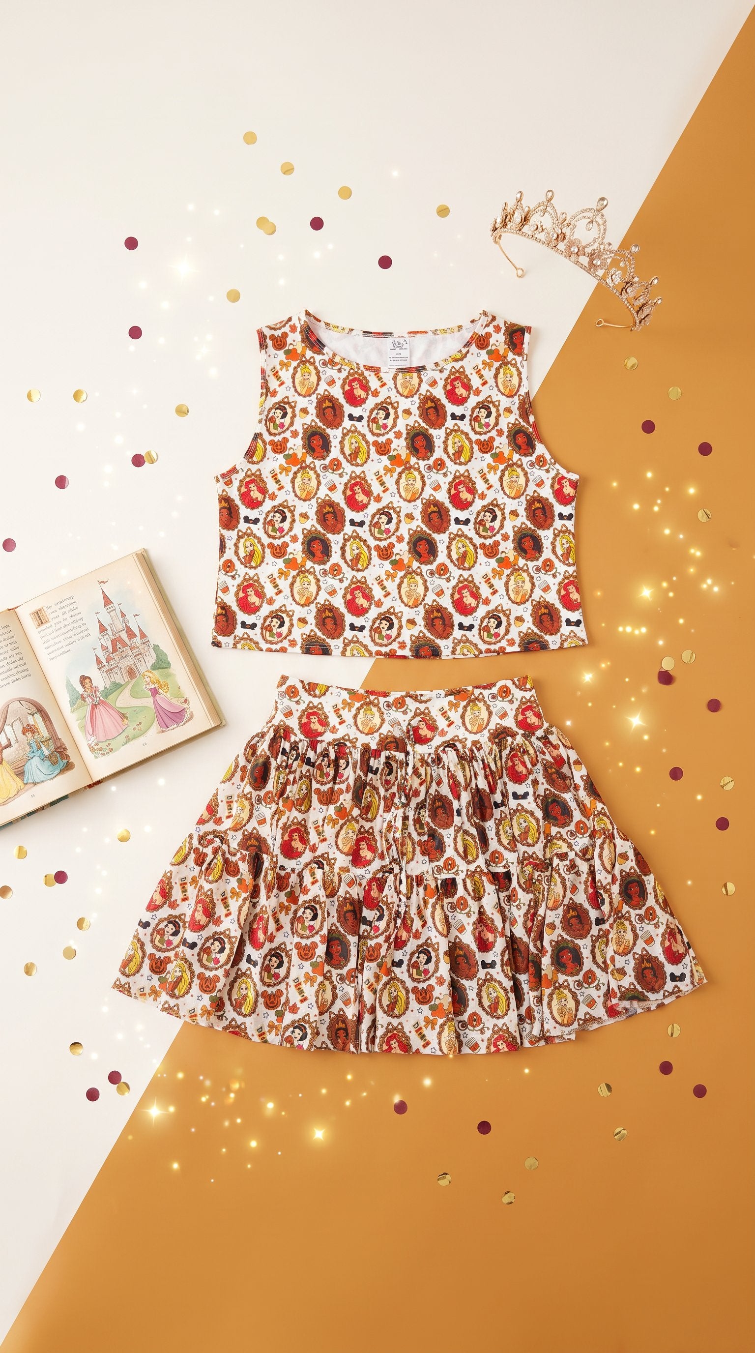 Girls’ Fall Princess Two-Piece Skirt Set