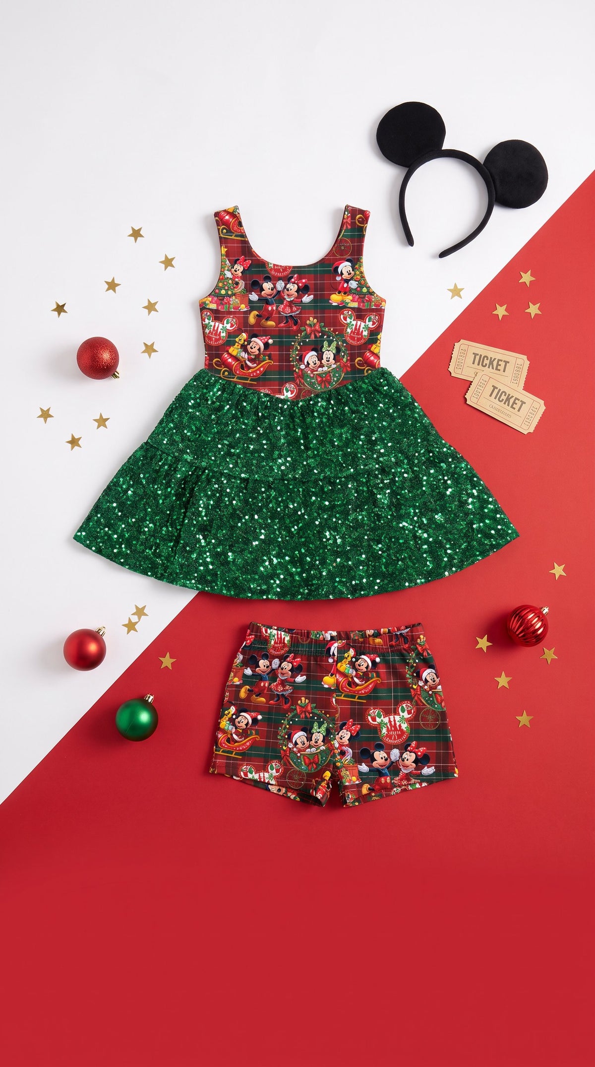 Girl's Holiday Plaid Sparkle Athletic Dress