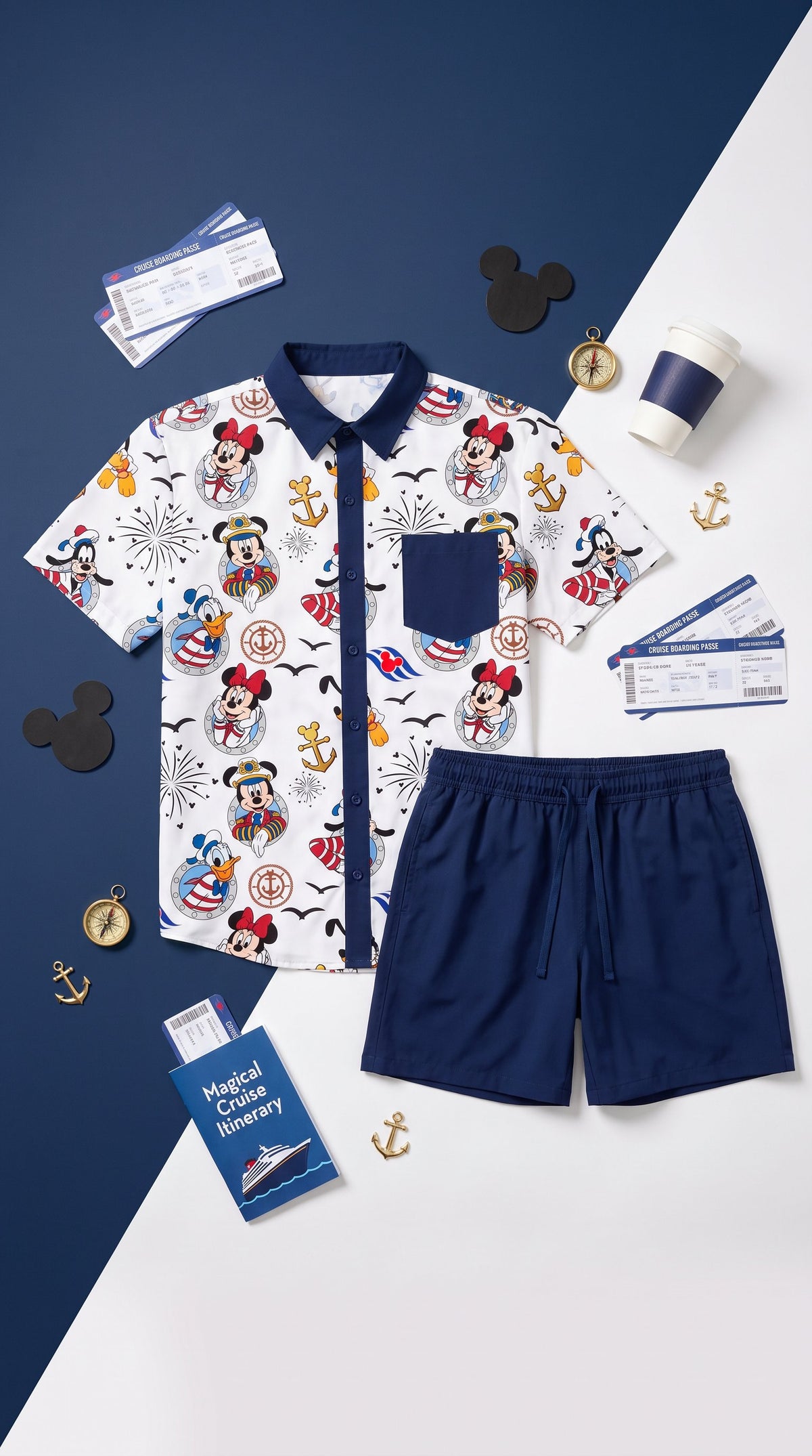 Sail Into Magic Boys’ Athletic Button-Up & Shorts Set