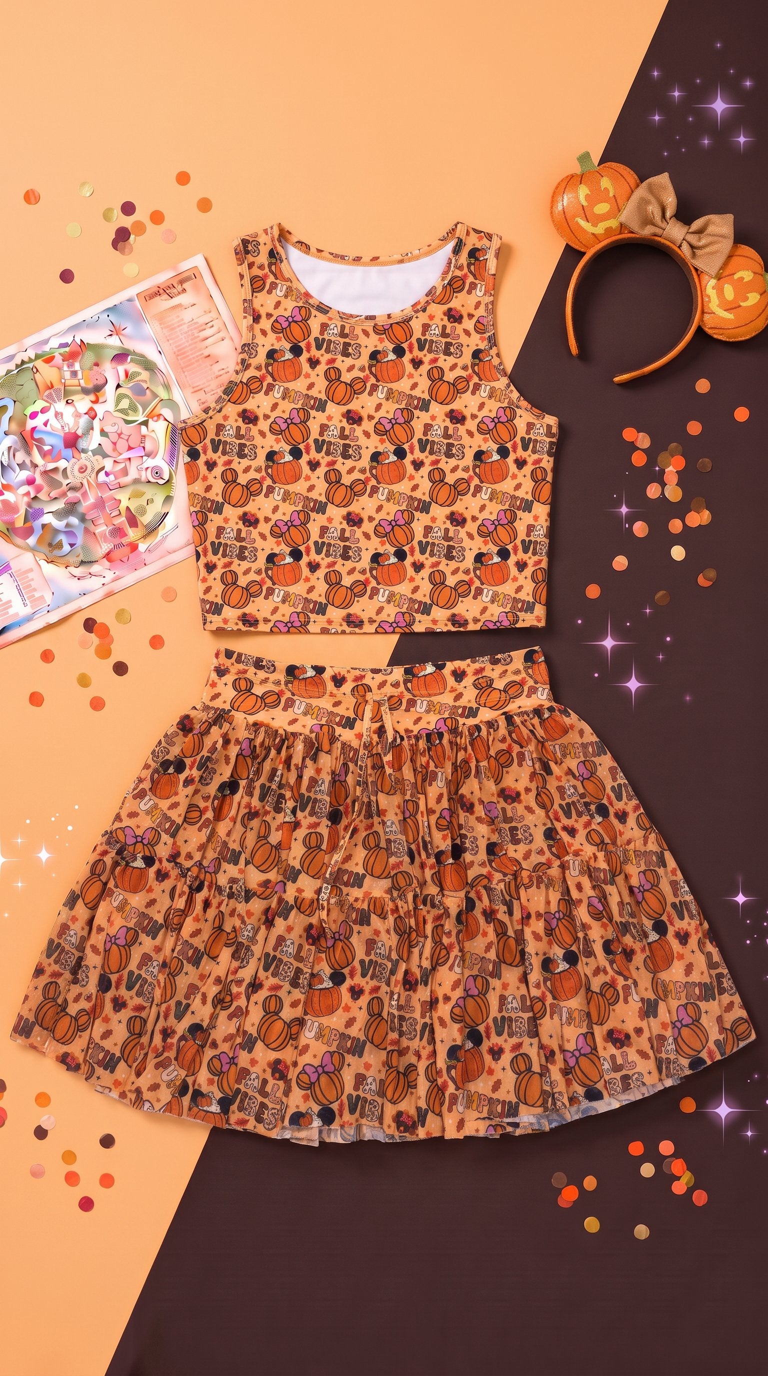 Fall VIbes Women's Two Piece Skirt Set