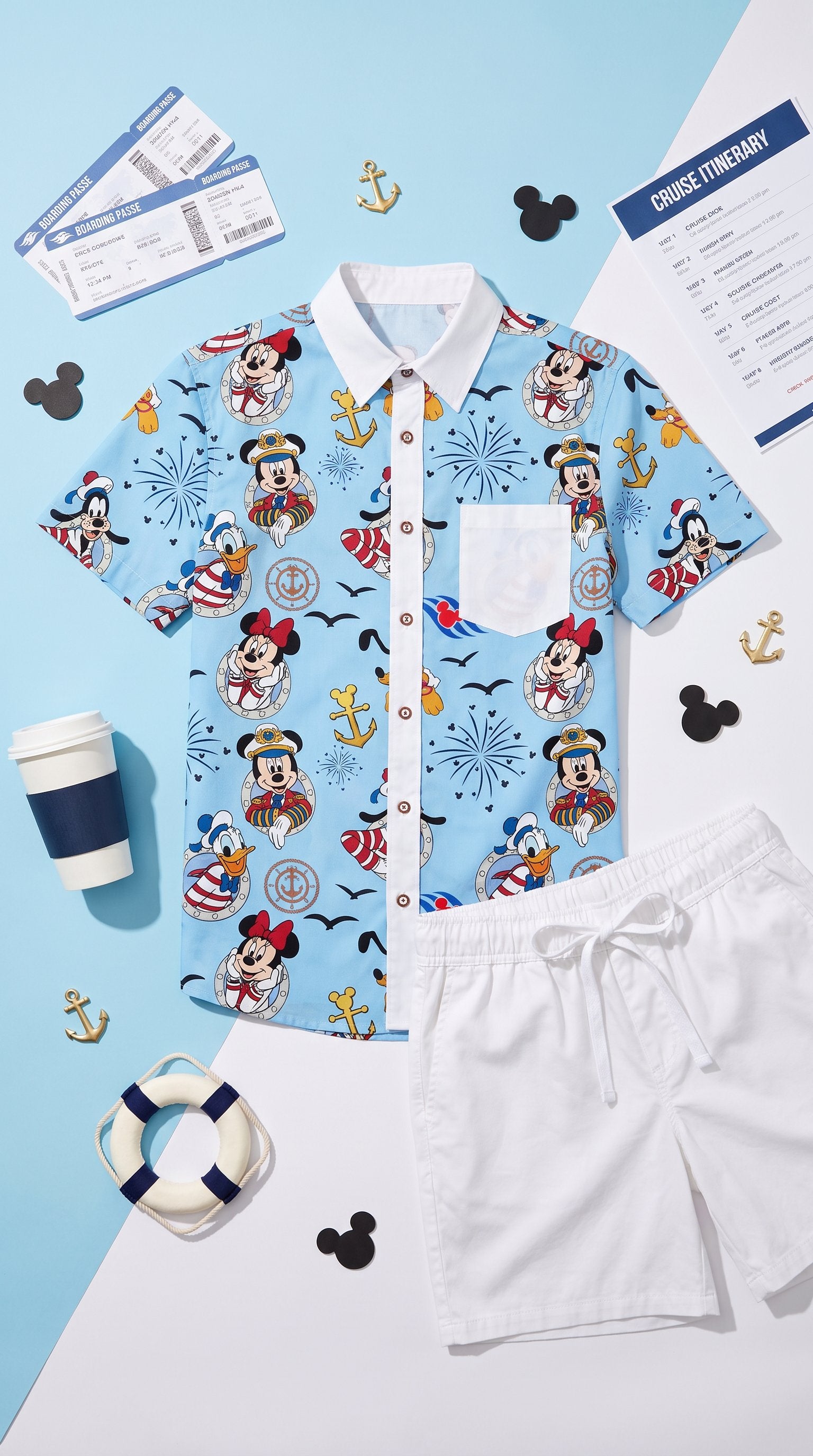 Sail Into Magic Men’s Athletic Button-Up Shorts Set