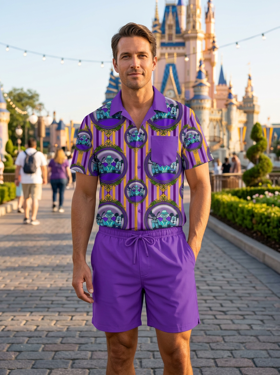 Haunted Mansion Men's Button-Up & Shorts Set